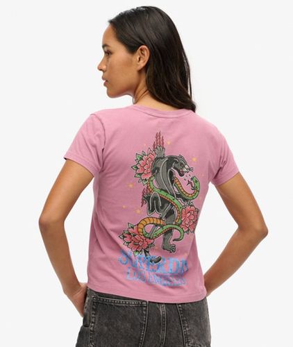 Damen Figurbetontes Tattoo-t-shirt mit Strassbesatz / - Größe: 40 - Superdry - Modalova