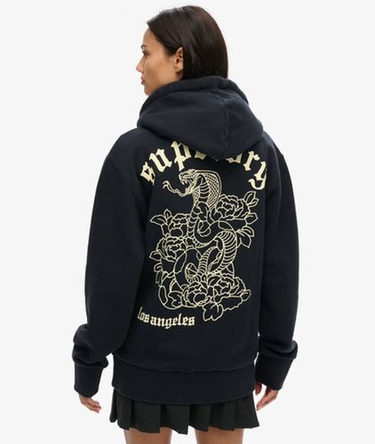 Sweat à Capuche Zippé OverTaille à Motif Tatouage / Taille: L - Superdry - Modalova