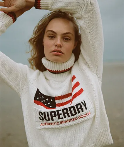 Damen , Americana Strickpullover mit Rollkragen Logo-Druck, Größe: 36 - Superdry - Modalova