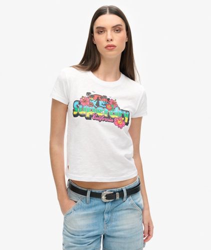 Damen Figurbetontes T-Shirt mit Cali-Sticker und Logo-Druck, Größe: 36 - Superdry - Modalova
