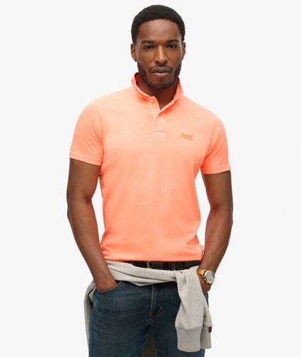 Herren Essential Jersey-Polohemd Mit Neonfarbenem Logo Bestickt, Größe: L - Superdry - Modalova