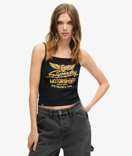 Damen Geripptes Retro Rocker Trägertop mit Grafik - Größe: 14-16 - Superdry - Modalova