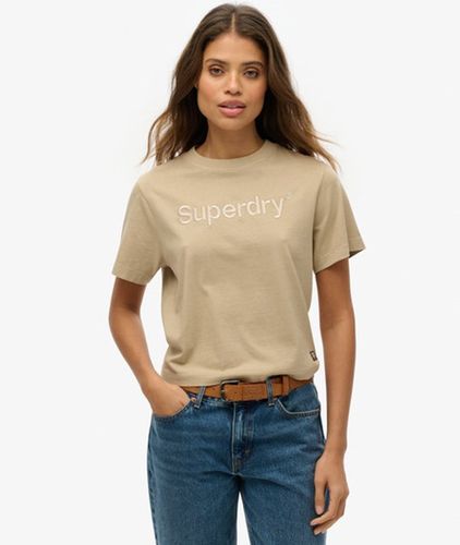 Women's Kastiges, Lockeres T-shirt mit Aufgesticktem Core-logo - Größe: 34 - Superdry - Modalova