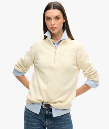 Damen Klassischer Strickpullover aus Baumwolle mit Reißverschluss - Größe: 40 - Superdry - Modalova