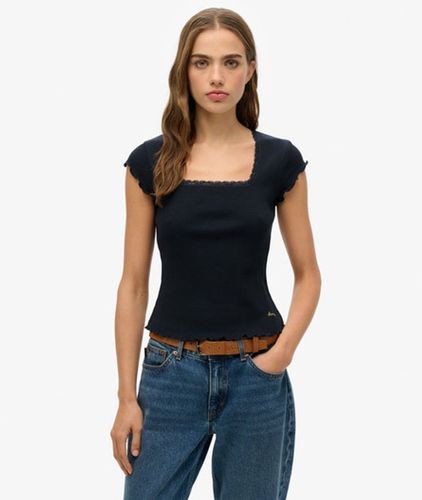 Women's Essential Kurzarm-t-shirt mit Eckigem Ausschnitt - Größe: 42 - Superdry - Modalova