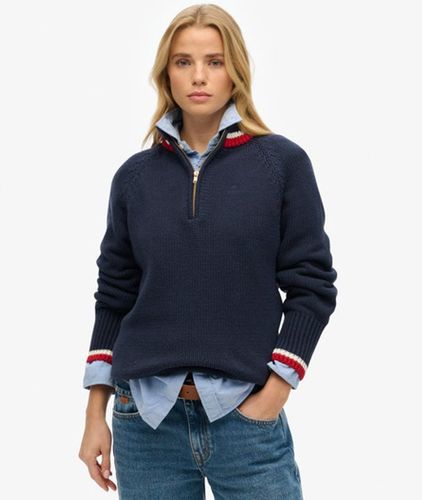 Damen Pullover mit Halbem Reißverschluss und Streifen - Größe: 36 - Superdry - Modalova