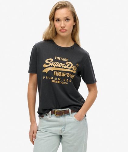 Damen Lässiges Vintage T-shirt mit Metallic-logo - Größe: 44 - Superdry - Modalova