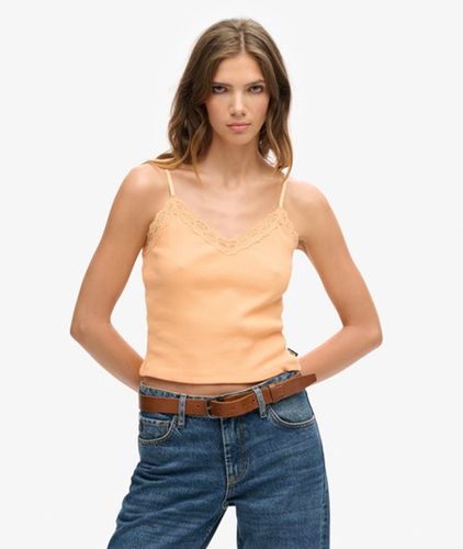 Damen Geripptes Vintage Mini Trägertop mit Spitze - Größe: XS/S - Superdry - Modalova