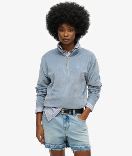 Damen Velour-oberteil mit Halblangem Reißverschluss - Größe: 36 - Superdry - Modalova