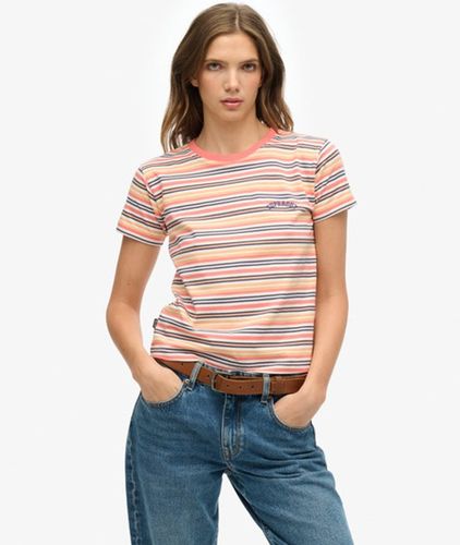 Damen , und Figurbetontes Essential T-Shirt mit Logo Gestreift, Größe: 36 - Superdry - Modalova