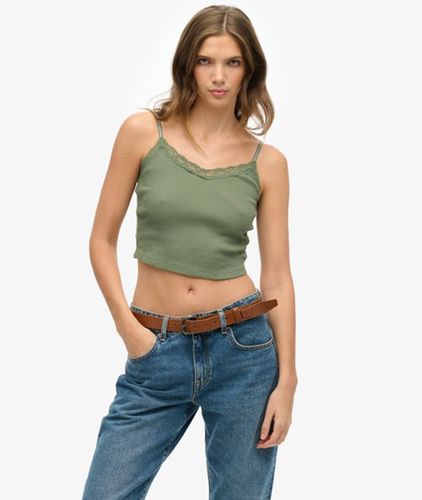 Damen Kurzes Athletic Essentials Trägertop mit Spitzenbesatz - Größe: 10-12 - Superdry - Modalova