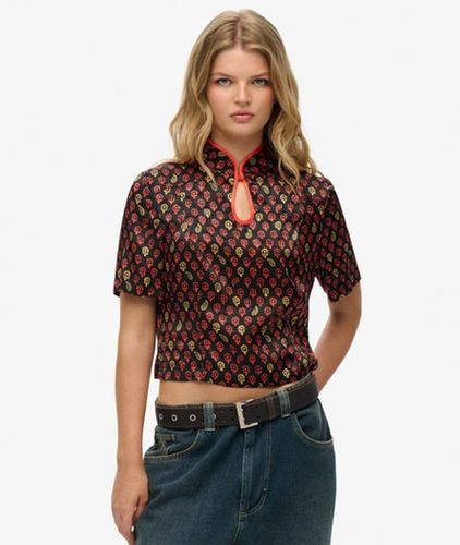 Damen Jacquard-oberteil mit Mandarinkragen - Größe: 40 - Superdry - Modalova