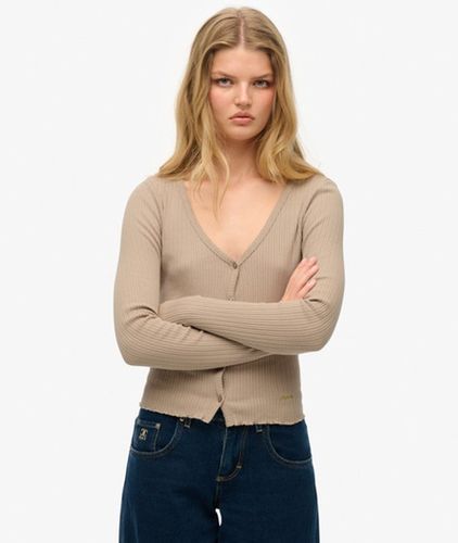 Damen Essential Langarmoberteil mit Knopfleiste - Größe: 36 - Superdry - Modalova