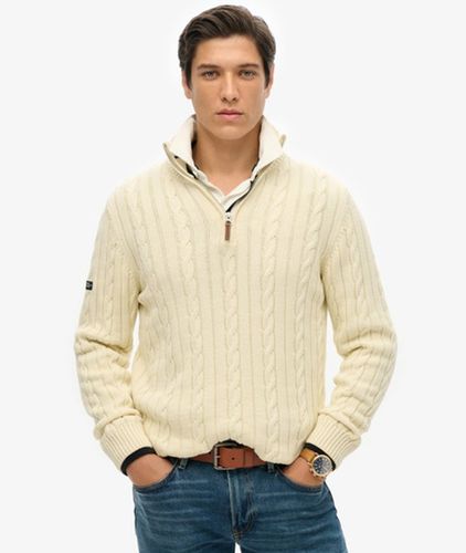 Herren Bio-baumwolle Klassischer Zopfmuster Pullover mit Reißverschluss - Größe: S - Superdry - Modalova