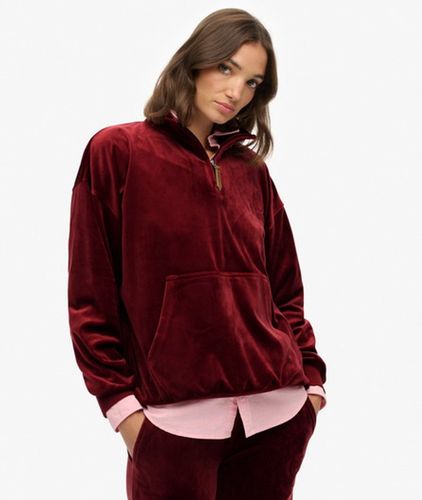 Damen Country Club Velours-oberteil mit Viertelreißverschluss - Größe: 42 - Superdry - Modalova
