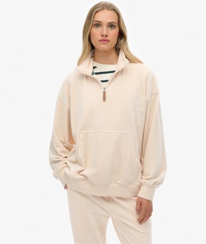 Damen Country Club Velours-oberteil mit Viertelreißverschluss - Größe: 38 - Superdry - Modalova