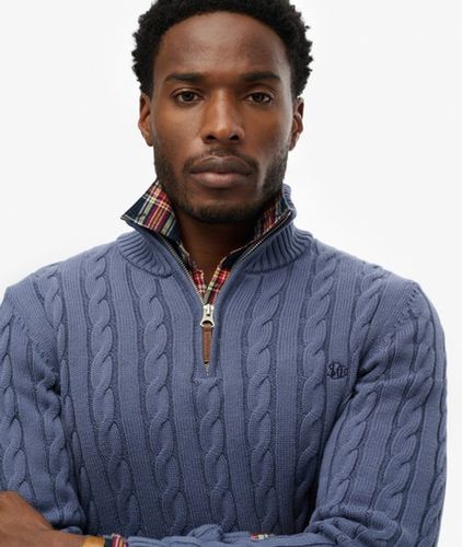 Pull à Demi-zip en Maille Torsadée en Coton bio Taille: S - Superdry - Modalova
