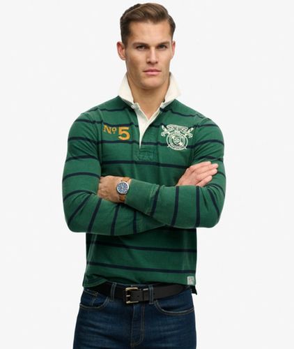 Herren Gestreiftes Rugby-oberteil mit Doppeltem Emblem - Größe: M - Superdry - Modalova