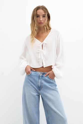 Blouse Avec Nœuds En Lin - Pull&Bear - Modalova