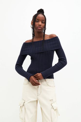 Pull Bardot En Maille Côtelée - Pull&Bear - Modalova