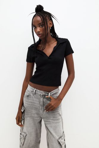 Polo Cropped Manches Courtes - Pull&Bear - Modalova