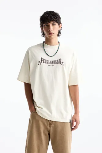 T-Shirt Délavé Avec Écusson - Pull&Bear - Modalova