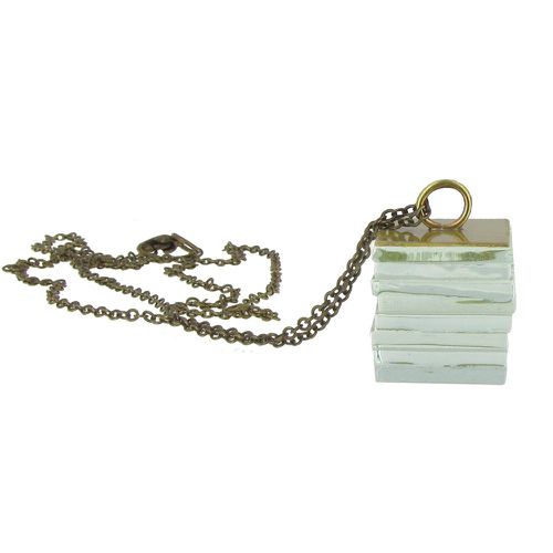 Collier Cube en Laiton et Verre Feuilleté Transparent - LES POULETTES BIJOUX - Modalova