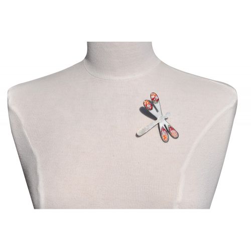 Broche Libellule émaillée Blanche et Rouge - LES POULETTES BIJOUX - Modalova