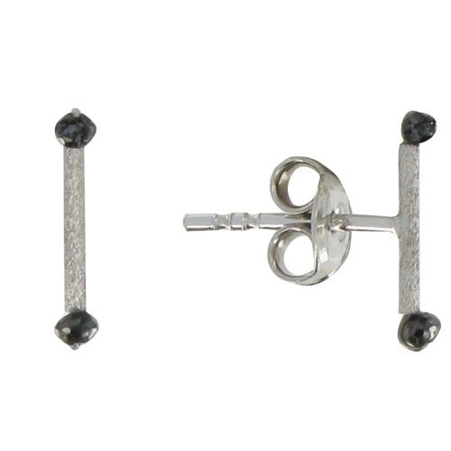 Boucles d'Oreilles Bâton en Argent 925 Brossé et ses 2 Diamants - LES POULETTES BIJOUX - Modalova