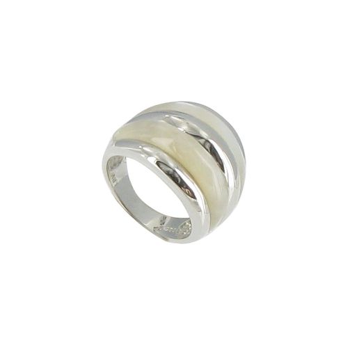 Bague Argent et Rayures de Nacre - taille 50 - LES POULETTES BIJOUX - Modalova