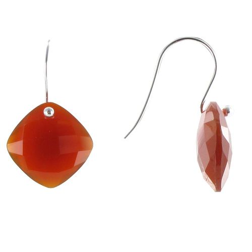 V Boucles d'Oreilles Crochet Argent Pavé d'Onyx Orangé - LES POULETTES BIJOUX - Modalova