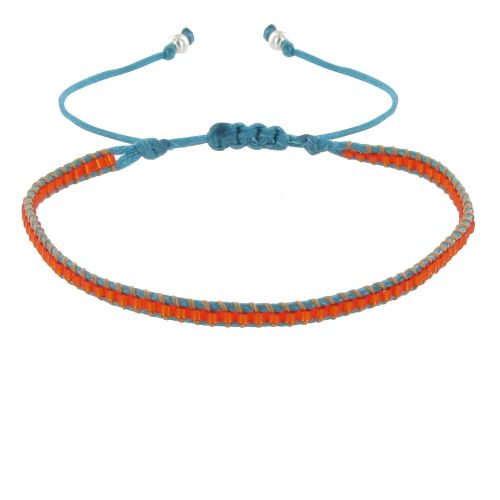 Bracelet Perles Oranges Lien Tréssé et Orange - LES POULETTES BIJOUX - Modalova