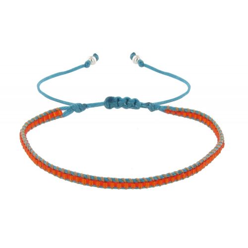 Bracelet Perles Oranges Lien Tréssé et Orange - LES POULETTES BIJOUX - Modalova