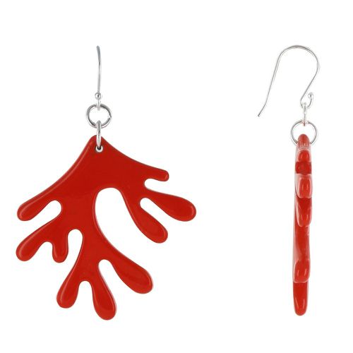 Boucles d'Oreilles Argent Corail en Corne et Résine - LES POULETTES BIJOUX - Modalova