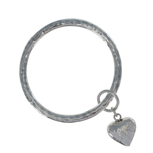 Bracelet Argent Jonc et Coeur Martelé - LES POULETTES BIJOUX - Modalova