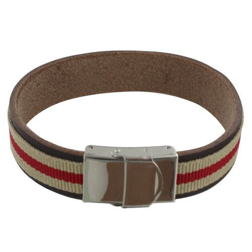 Bracelet Cuir Galon Rouge et Beige - LES POULETTES BIJOUX - Modalova