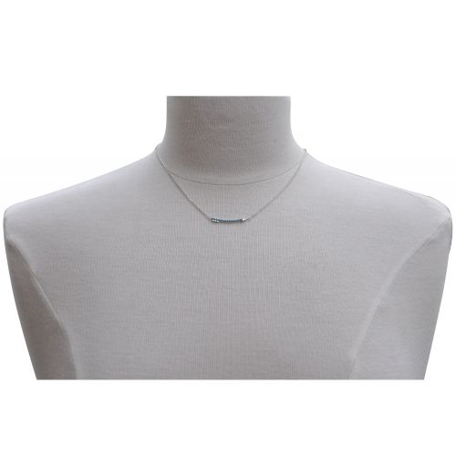 Collier 925 Rhodié Flèche et Points Bleus - LES POULETTES BIJOUX - Modalova