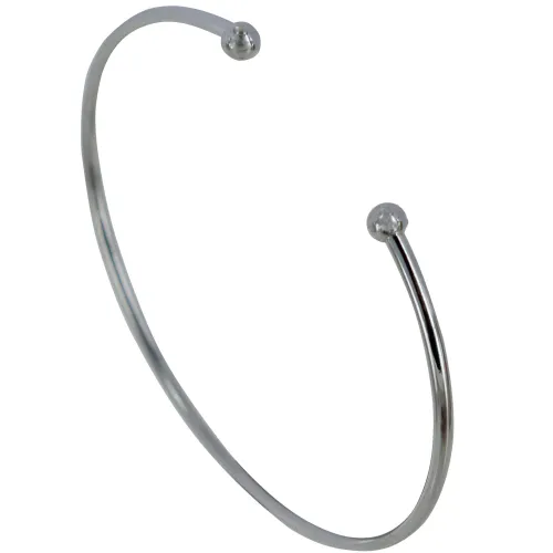 Bracelet 925 Rhodié Demi Jonc Deux Perles - LES POULETTES BIJOUX - Modalova