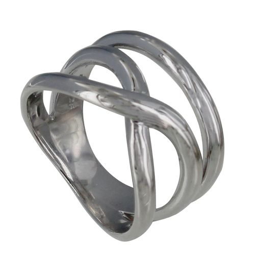 Bague Argent Rhodié Croisée - LES POULETTES BIJOUX - Modalova