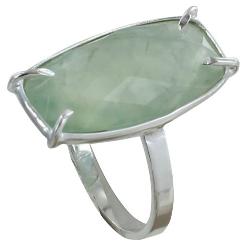 Bague Argent Rectangle de Prehnite Facetté - taille 50 - LES POULETTES BIJOUX - Modalova