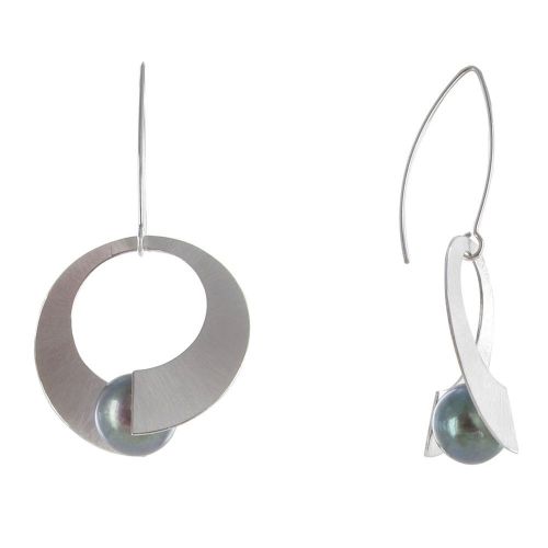 Boucles d'Oreilles Argent 925 Rhodié Spirale et Perle de Culture 11mm - Classics - G - LES POULETTES BIJOUX - Modalova