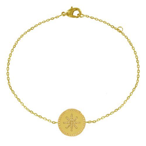 Bracelet Plaqué Médaille Ronde Soleil - LES POULETTES BIJOUX - Modalova