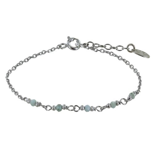Bracelet Argent Rhodié Cinq Petites Perles de Larimar Facettées - LES POULETTES BIJOUX - Modalova