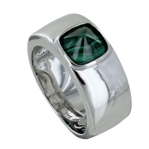 Bague Argent 925 Large Pyramide Malachite - LES POULETTES BIJOUX - Modalova
