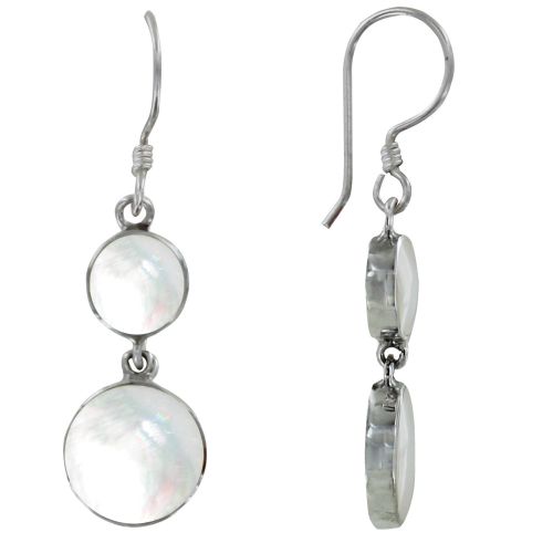 Boucles d'Oreilles en Argent 925 et Deux Pastilles de Nacre Blanches - LES POULETTES BIJOUX - Modalova