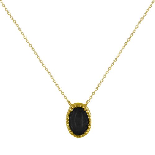 Collier Plaqué Ovale d'Agate Noire - LES POULETTES BIJOUX - Modalova