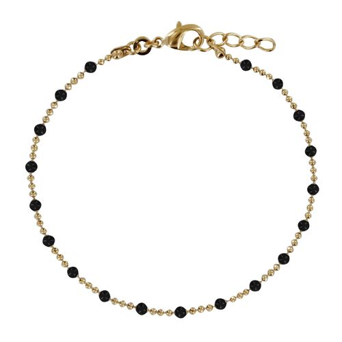 Bracelet Plaqué Or Billes et Petites Perles - Noir - LES POULETTES BIJOUX - Modalova