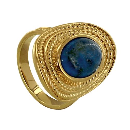 Bague Plaqué Ovale Torsadé et sa Pierre de Lapis Lazuli - taille 56 - LES POULETTES BIJOUX - Modalova