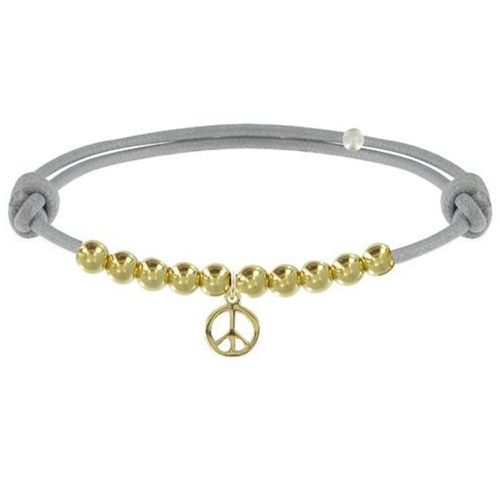 Bracelet Médaille Peace and Love et Perles Plaquées - Classics - Gris clair - LES POULETTES BIJOUX - Modalova