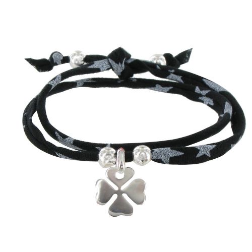 Bracelet Double Tour Lien Etoiles et Trèfle 925 - Classics - Noir - LES POULETTES BIJOUX - Modalova